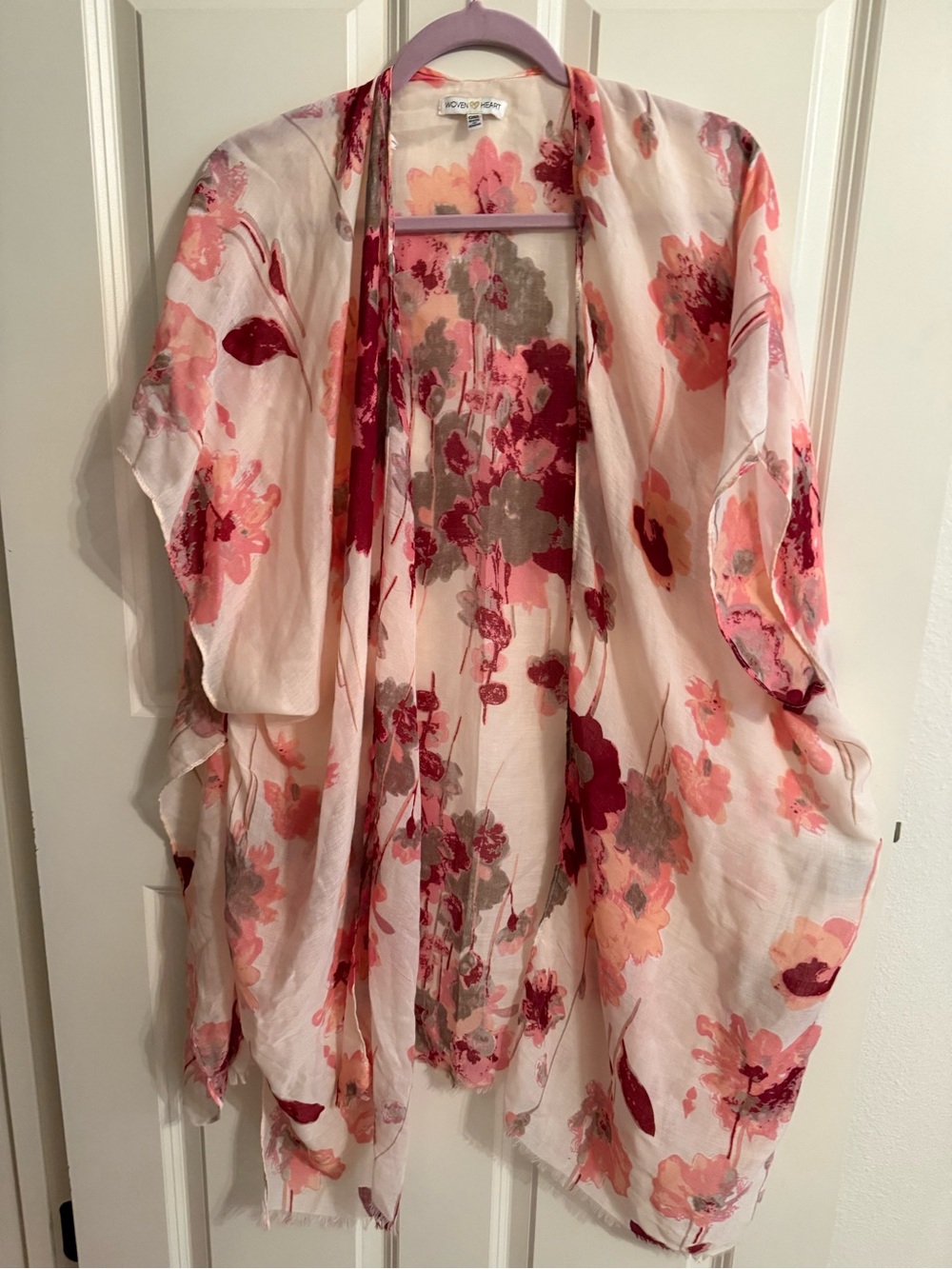 Woven Heart Blush and Rose Floral Kimono